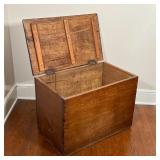 PRIMITIVE BLANKET CHEST | Antique wooden chest with a hinged lid; h. 21-3/4 x w. 30 x d. 18 in.