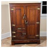 GIBSON ICE CHEST | Early American ice chest with one piece porcelain panels to the doors; h. 47-1/2 