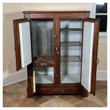 GIBSON ICE CHEST | Early American ice chest with one piece porcelain panels to the doors; h. 47-1/2 