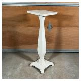 WHITE PEDESTAL | Painted white wood pedestal; h. 35-1/2 x 12 x 12 in. [old repair on top]