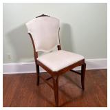 and a cushioned back side chair; largest h. 36 x w. 22 x d. 19 in.