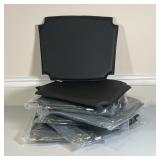 (8pc) CARL HANSEN SEAT CUSHIONS | For Hans Wegner chairs: black leather upholstered seat cushions by