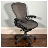HERMAN MILLER AERON CHAIR | Black Aeron chair, three dots; h. 42-1/2 x w. 26-1/2 x d. 27 in. [in exc