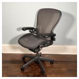 HERMAN MILLER AERON CHAIR | Black Aeron chair, three dots; h. 42-1/2 x w. 26-1/2 x d. 27 in. [in exc