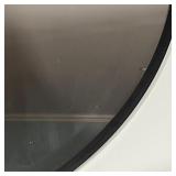 CIRCLE WALL MIRROR | Large wall mirror of simple design with a black frame; approx dia. 37-1/4 in.