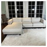 ROOM & BOARD SECTIONAL SOFA | one section with two cushions, the other a lounger; h. 26 x 114 x 84 i