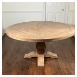 ROUND PEDESTAL DINING TABLE | Wood dining table with a round top, made by Coaster furniture; h. 30 x