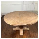ROUND PEDESTAL DINING TABLE | Wood dining table with a round top, made by Coaster furniture; h. 30 x