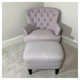 NOBLE HOUSE ARMCHAIR | With ottoman, brass tacks; 32 x 33 x 35 in.