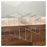 (3pc) LUCITE NESTING TABLES | h. 18 x 17 x 11-1/2 in. (tallest)