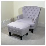 NOBLE HOUSE ARMCHAIR | With ottoman, brass tacks; 32 x 33 x 35 in.