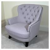 NOBLE HOUSE ARMCHAIR | With ottoman, brass tacks; 32 x 33 x 35 in.