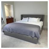 Probably Room & Board, wool upholstered frame with lower slide-out drawer storage, with a newer matt