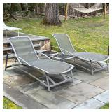 BROWN JORDAN LOUNGE CHAIRS | Including two lounge chairs and a pair of tables; 36 x 75 x 30 in. (cha