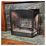 BLACK FIREPLACE SCREEN | In three sections; h. 29 x w. 25 in. (center panel)