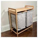 WOOD FRAME & FABRIC HAMPER | h. 29 x 25 x 14 in.