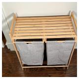 WOOD FRAME & FABRIC HAMPER | h. 29 x 25 x 14 in.