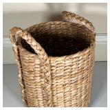 WOVEN BASKET | Woven basket with carrying handles; h. 17 (over handles) x dia. 12 in.