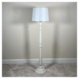 PAINTED FLOOR LAMP | White painted column form floor lamp with a cylindrical shade; overall h. 57 x 