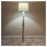PAINTED FLOOR LAMP | White painted column form floor lamp with a cylindrical shade; overall h. 57 x 