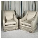 PAIR FANCY ARMCHAIRS | Currently with linen slip covers over original silk upholstery; h. 37 x 30 x 