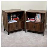 PAIR BEDSIDE CABINETS | Open shelf over single drawer; h. 26-1/2 x 22 x 15 in.