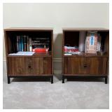 PAIR BEDSIDE CABINETS | Open shelf over single drawer; h. 26-1/2 x 22 x 15 in.