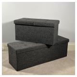 (2pc) GRAY STORAGE BENCHES | h. 15 x 44 x 15 in., largest