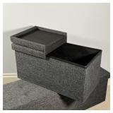 (2pc) GRAY STORAGE BENCHES | h. 15 x 44 x 15 in., largest