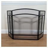 BLACK FIREPLACE SCREEN | In three sections; h. 29 x w. 25 in. (center panel)