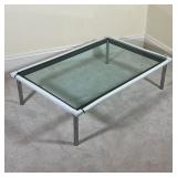 LE COURBOSIER COFFEE TABLE | Glass low table for Cassina [with padded edge covers, removable]; h. 13