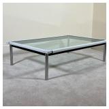 LE COURBOSIER COFFEE TABLE | Glass low table for Cassina [with padded edge covers, removable]; h. 13