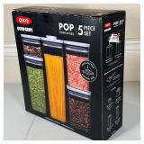 5-piece OXO pop container set new in box, plus an additional OXO container and two similar container