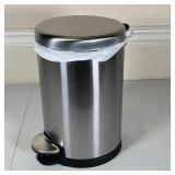 SIMPLE HUMAN TRASH CAN | Small waste bin, stainless steel with step lid; h. 11-1/2 in.