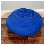 PILLOWTEX BEAN BAG CHAIR | Blue bean bag chair with a suede-like material; approx. dia. 27-1/2 in.
