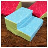 CertiPUR-US foam play blocks, connect with velcro, including two triangle pieces and one blue step p