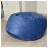 OVERSIZED BEAN BAG | With foam cushion type fill, blue velvet covering (some chalk marks from the wa