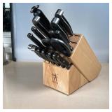 HENCKLES KNIFE BLOCK | With some knives, a pair of scissors, etc. [not all utensils are Henckles]