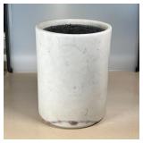 MARBLE KNIFE HOLDER | White marble cylindrical knife holder; h. 10 x dia. 8 in.
