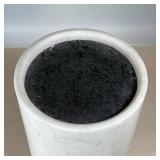 MARBLE KNIFE HOLDER | White marble cylindrical knife holder; h. 10 x dia. 8 in.