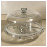 GLASS CAKE PLATE | With domed lid; dia. 12 in.