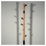 MODERN COAT RACK | Black painted and light toned wood; h. 67 in.