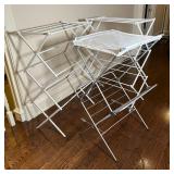 (3pc) CLOTHES DRYING RACKS | Laundry racks, two with bar tops and one with mesh