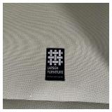 PAIR FANCY ARMCHAIRS | With linen slip covers, green silk underneath; h. 37 x 30 x 36 in. [staining 