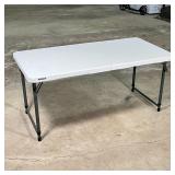 LIFETIME FOLDING TABLE | Folds in half for easy transportation, with carrying handle; folded 24 x 23