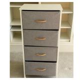 FOUR DRAWER STAND | White side table with four fabric drawers