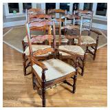 (6pc) PROVINCIAL STYLE CHAIRS | Including 4 side chairs and 2 armchairs with rush seats (h. 42 x 25 