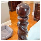 IMPRESSIVE CARVED POSTER BED | Twisted carved four poster bed, appears to be king size; h. 78 x w. 8