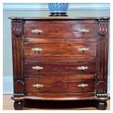 CARVED BOW FRONT SIDE TABLE | Bedside table | nightstand, chest of drawers; h. 32 x w. 34 x d. 21 in