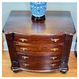 CARVED BOW FRONT SIDE TABLE | Bedside table | nightstand, chest of drawers; h. 32 x w. 34 x d. 21 in